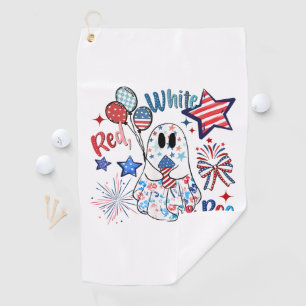 July 4th Ghost Red White Boo Patriotic Halloween Golf Towel