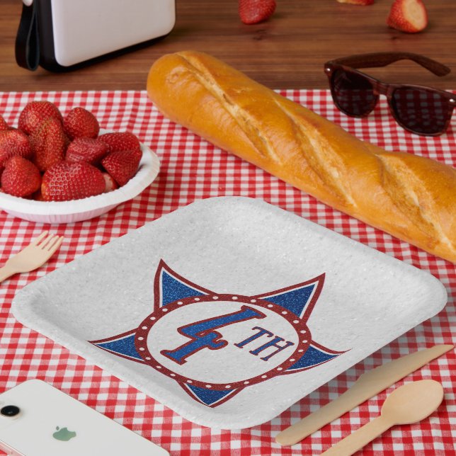 July 4th Glitter Paper Plate (Picnic)