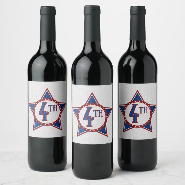 July 4th Glitter Wine Label (Bottles)