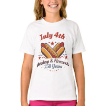 July 4th Hotdogs and Fireworks Youth Teen Girl Boy