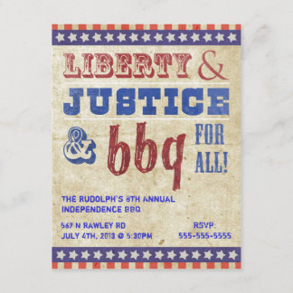 July 4th Independence Day BBQ Picnic Invitation