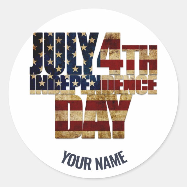 July 4th Independence Day Classic Round Sticker (Front)