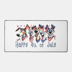 July 4th. Independence Day. Funny Dogs Desk Mat