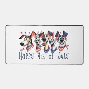 July 4th. Independence Day. Funny Dogs Desk Mat