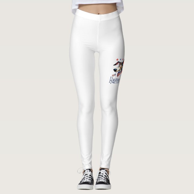 July 4th. Independence Day. Funny Dogs Leggings (Front)