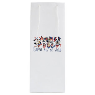July 4th. Independence Day. Funny Dogs Wine Gift Bag