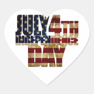 July 4th Independence Day Heart Sticker