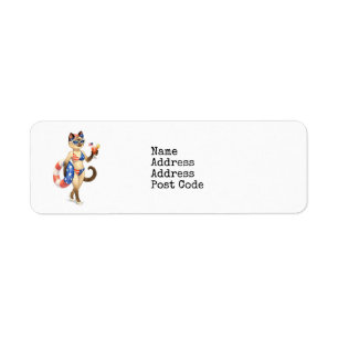 July 4th Independence Day Siamese Cat Pool Party Return Address Label