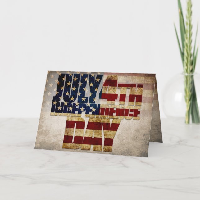 July 4th Independence Day Vintage Flag Design Card (Front)