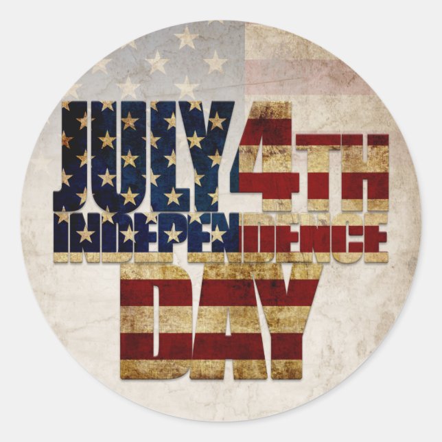 July 4th Independence Day Vintage Flag Design Classic Round Sticker (Front)