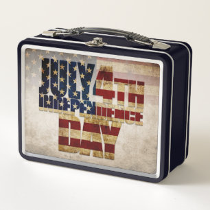 July 4th Independence Day Vintage Flag Design Metal Lunch Box