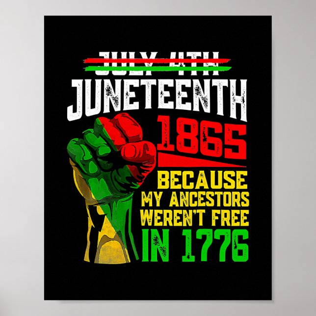 July 4th Juneteenth 1865 Because My Ancestors Poster (Front)