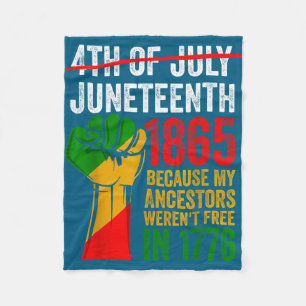 July 4th juneteenth 1865 for men women - black fleece blanket