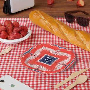 July 4th Kaleidoscope Red White Blue Paper Plate