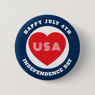 July 4th Love the USA Patriotic Red White Blue 6 Cm Round Badge