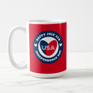July 4th Love the USA Patriotic Red White Blue Coffee Mug