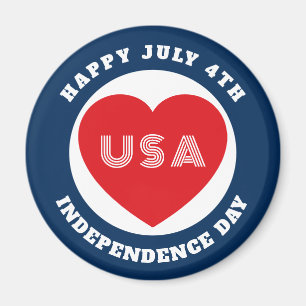 July 4th Love the USA Patriotic Red White Blue Magnet