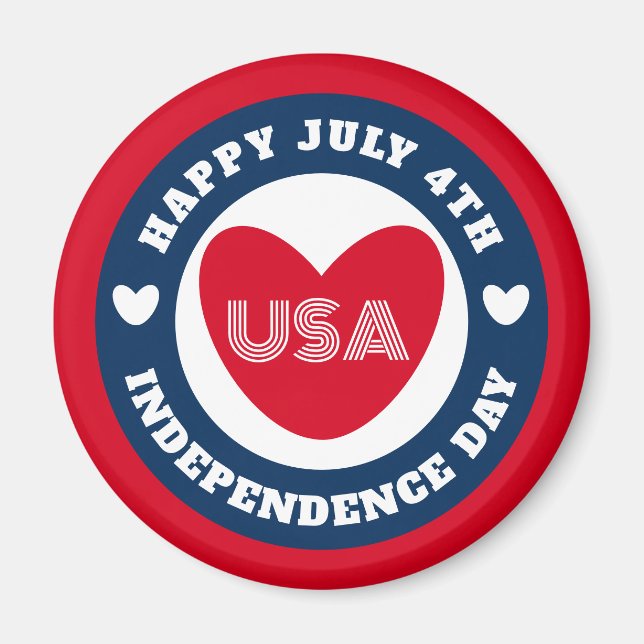 July 4th Love the USA Patriotic Red White Blue Magnet (Front)