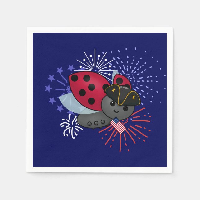 July 4th Minuteman Ladybug Napkin (Front)