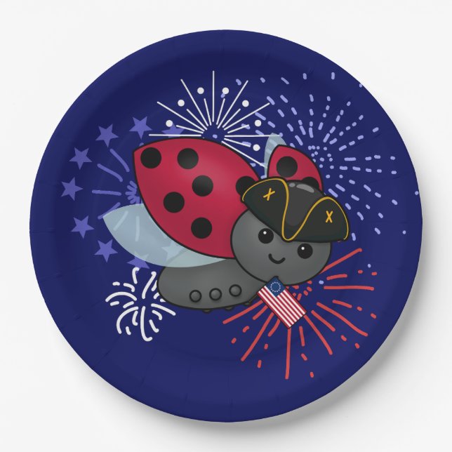 July 4th Minuteman Ladybug Paper Plate (Front)