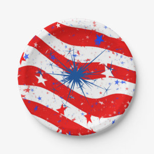 July 4th Party Paper Plates, 7" Round Paper Plate