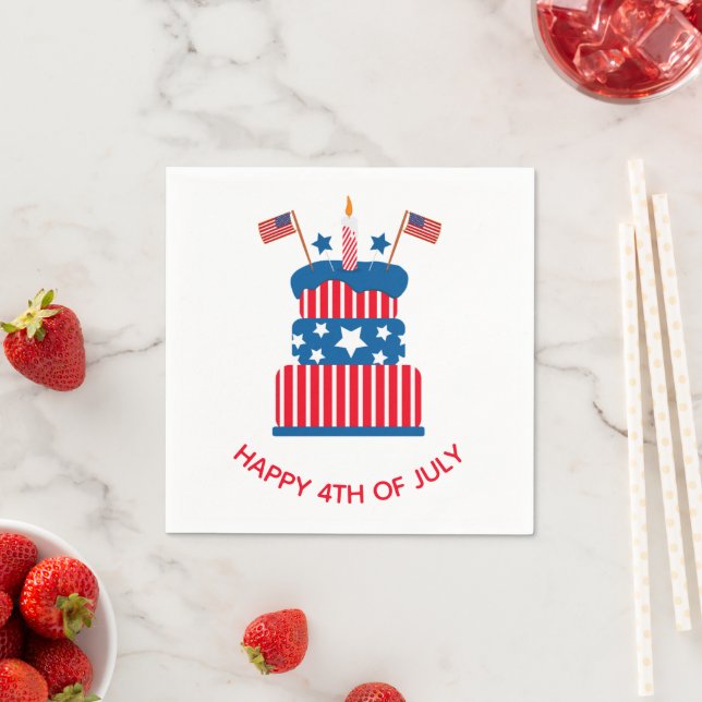 July 4th Party Red White and Blue Cake Napkin (Insitu)