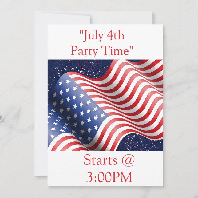 July 4th Party Time Invitation  ("Front")
