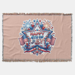 July 4th Patriotic 250 Year Birthday Throw Blanket
