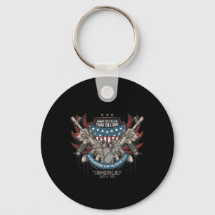 July 4th Patriotic America Military Veteran Indepe Key Ring