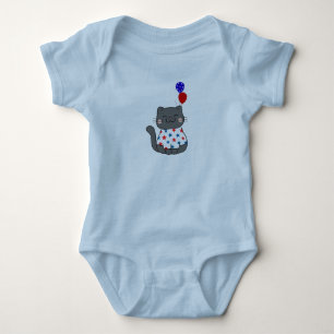 JULY 4TH PATRIOTIC AMERICAN CAT BABY BODYSUIT