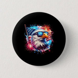 July 4th Patriotic Bald Eagle Usa American Flag Fi 6 Cm Round Badge