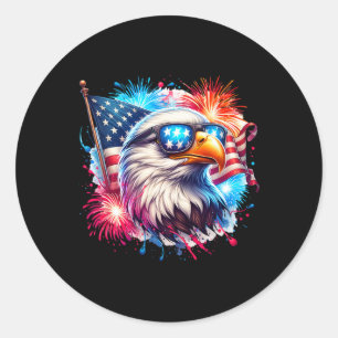 July 4th Patriotic Bald Eagle Usa American Flag Fi Classic Round Sticker