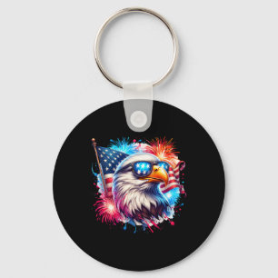July 4th Patriotic Bald Eagle Usa American Flag Fi Key Ring