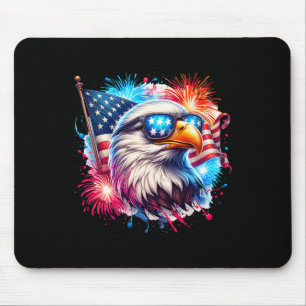 July 4th Patriotic Bald Eagle Usa American Flag Fi Mouse Pad
