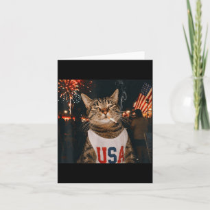 July 4th Patriotic Cat Smoking Cigarette 250 Years Card