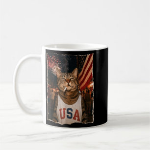 July 4th Patriotic Cat Smoking Cigarette 250 Years Coffee Mug