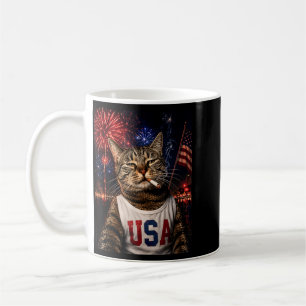 July 4th Patriotic Cat Smoking Cigarette 250 Years Coffee Mug