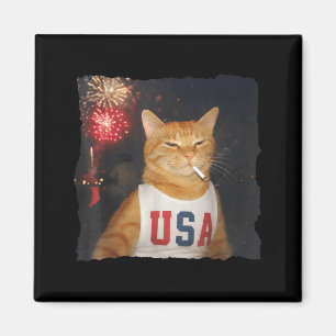 July 4th Patriotic Cat Smoking Cigarette 250 Years Magnet