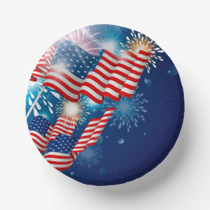 July 4th Patriotic Paper Bowls Plate
