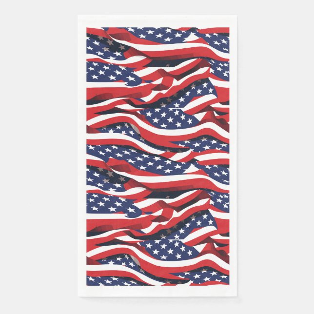 July 4th Patriotic Paper Guest Towel Napkin (Front)