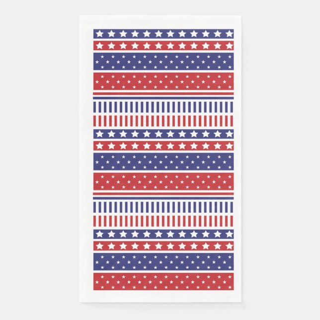 July 4th Patriotic Paper Guest Towel Napkin (Front)