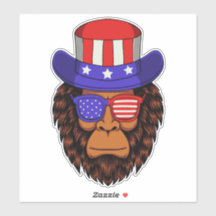 July 4th Patriotic USA Hat Wearing Bigfoot