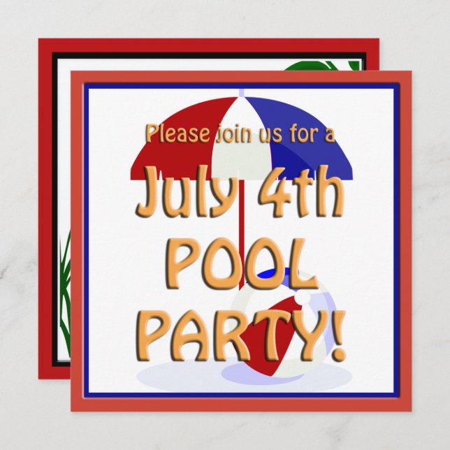 July 4th Pool Party Invite (Front/Back)