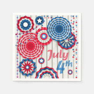 July 4th Red White And Blue Patriotic   Holidays Napkin