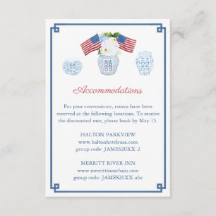 July 4th Red White And Blue Wedding Accomodations Enclosure Card