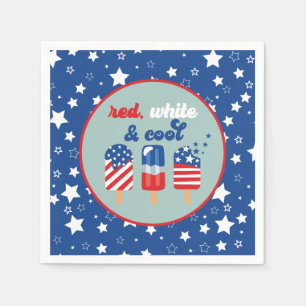 July 4th Red White Blue Birthday Napkin