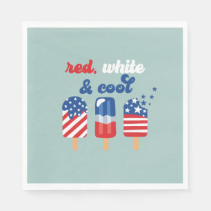 July 4th Red White Blue Birthday Napkin