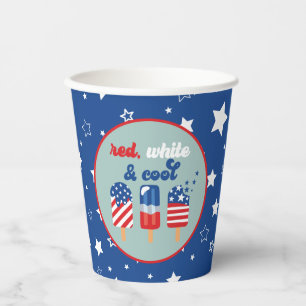 July 4th Red White Blue Birthday Paper Cups