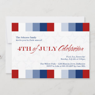 July 4th red white blue Independence celebration Invitation