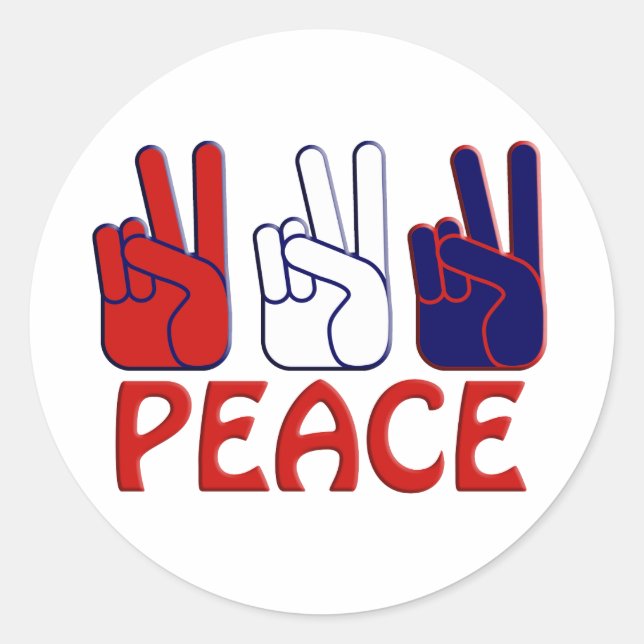 July 4th Red White & Blue Peace  1.5" Classic Round Sticker (Front)